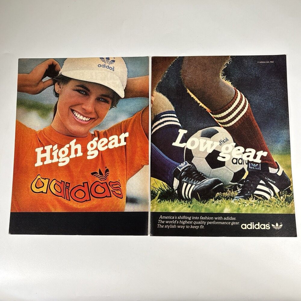 1982 Adidas High Gear Low Gear Soccer Shoes Vintage Print Ad Poster Magazine Pg
